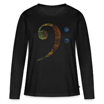 Clé de guitare - T-shirt manches longues Premium bio Femme - noir - Devant - Julia (174cm)