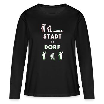 Ville vs Village Bein humour village village - T-shirt manches longues Premium bio Femme - noir - Devant - Julia (174cm)