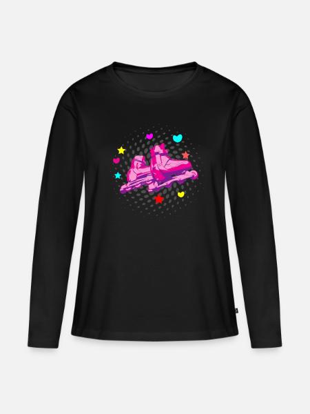 Rollschuhe - Frauen Premium Bio Langarmshirt - Schwarz
