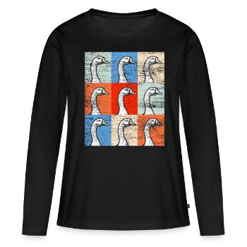 Gans - Frauen Premium Bio Langarmshirt - Schwarz - Vorne - Julia (174cm)