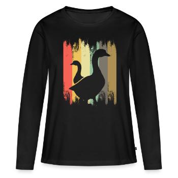 oie - T-shirt manches longues Premium bio Femme - noir - Devant - Julia (174cm)