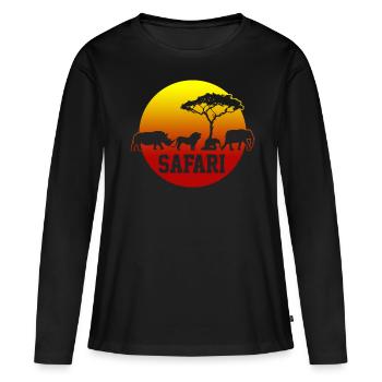 Safari - T-shirt manches longues Premium bio Femme - noir - Devant - Julia (174cm)