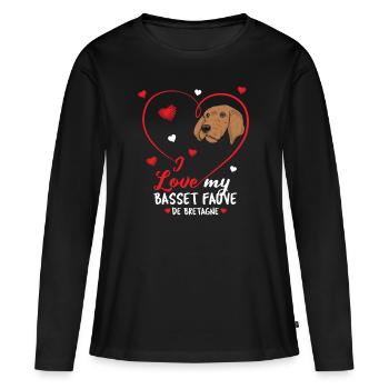 Basset Fauve de Bretagne - T-shirt manches longues Premium bio Femme - noir - Devant - Julia (174cm)