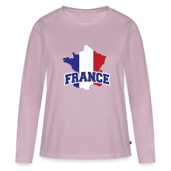 France - drapeau - frontière nationale - France - T-shirt manches longues Premium bio Femme - rose poudré - Devant - Julia (174cm)