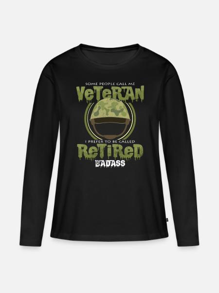 Soldat retraité Funny Sayings Veteran Gift - T-shirt manches longues Premium bio Femme - noir