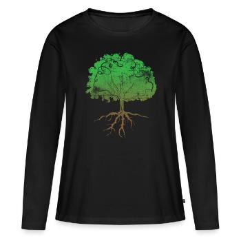 Arbre - T-shirt manches longues Premium bio Femme - noir - Devant - Julia (174cm)