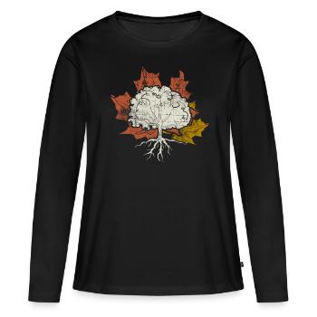 Arbre - T-shirt manches longues Premium bio Femme - noir - Devant - Julia (174cm)