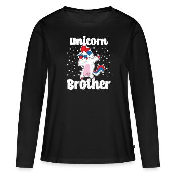 Cadeau frère fringant frère licorne - T-shirt manches longues Premium bio Femme - noir - Devant - Julia (174cm)