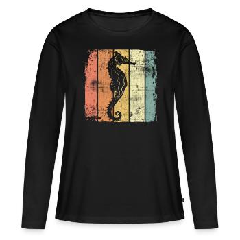 Hippocampes - T-shirt manches longues Premium bio Femme - noir - Devant - Julia (174cm)