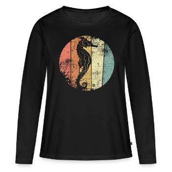 Hippocampes - T-shirt manches longues Premium bio Femme - noir - Devant - Julia (174cm)