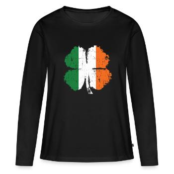 Irlande Trèfle cadeau - T-shirt manches longues Premium bio Femme - noir - Devant - Julia (174cm)