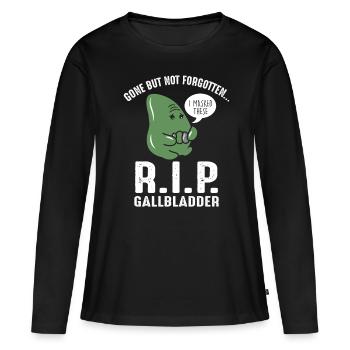 La vésicule biliaire a disparu, mais n’oublie pas. - T-shirt manches longues Premium bio Femme - noir - Devant - Julia (174cm)