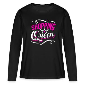 Shopping Queen - Frauen Premium Bio Langarmshirt - Schwarz - Vorne - Julia (174cm)