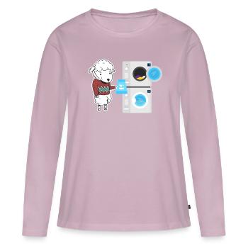 Schaf Waschmaschine Wäsche wolle - Frauen Premium Bio Langarmshirt - Altrosa - Vorne - Julia (174cm)
