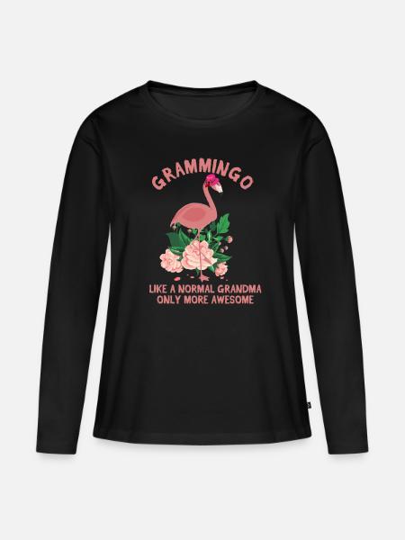 Flamingo Großmutter beste lustige Oma - Frauen Premium Bio Langarmshirt - Schwarz