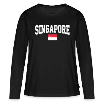 Singapour - T-shirt manches longues Premium bio Femme - noir - Devant - Julia (174cm)