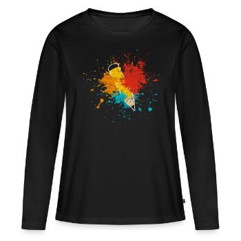École - T-shirt manches longues Premium bio Femme - noir - Devant - Julia (174cm)