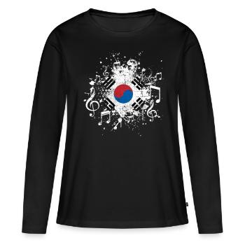 Corée du Sud Musique Corée - T-shirt manches longues Premium bio Femme - noir - Devant - Julia (174cm)