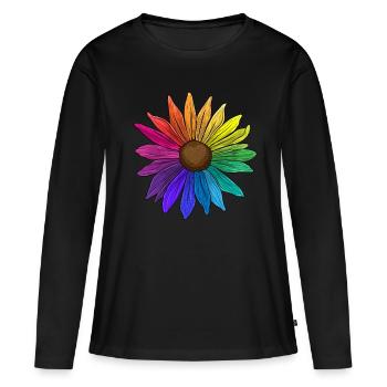 Tournesol Couleurs arc-en-ciel LGBT Flower Power - T-shirt manches longues Premium bio Femme - noir - Devant - Julia (174cm)
