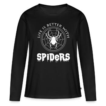 Spinnen - Frauen Premium Bio Langarmshirt - Schwarz - Vorne - Julia (174cm)