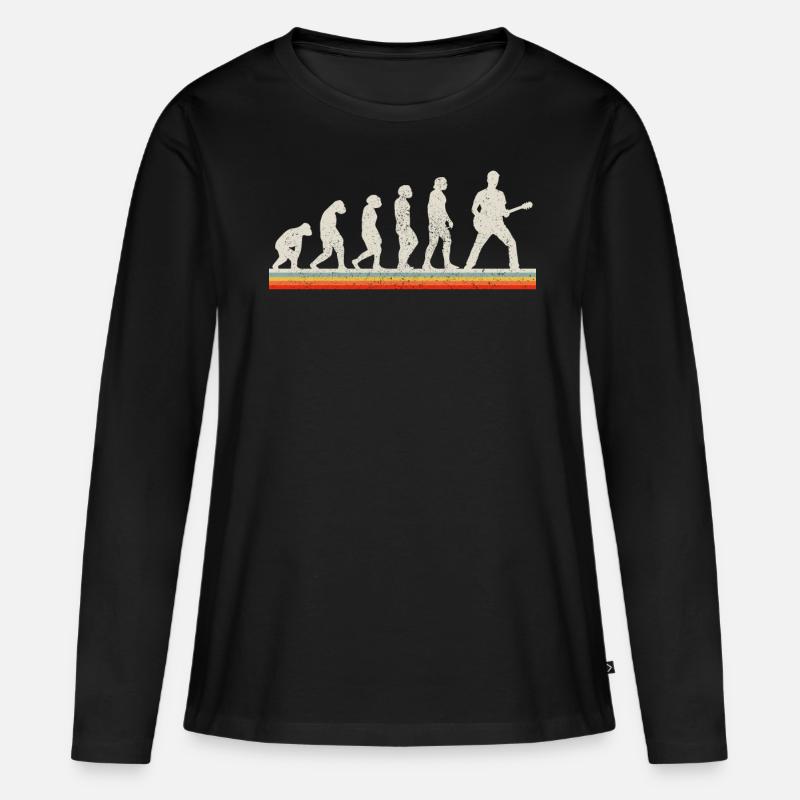 Gitarrist Evolution Vintage Retro Gitarre Geschenk - Frauen Premium Bio Langarmshirt - Schwarz
