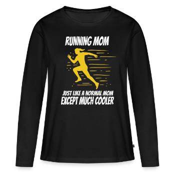 Chemise de jogging Marathon Runny Funny Runner Mom - T-shirt manches longues Premium bio Femme - noir - Devant - Julia (174cm)