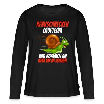 Rennschnecken Laufteam Jogging Läufer laufen - Frauen Premium Bio Langarmshirt - Schwarz - Vorne - Julia (174cm)
