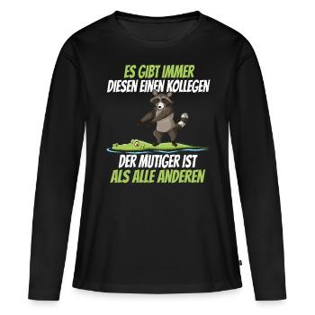 Funny fellow raccoon crocodile farewell shirt - Women's Premium Organic Long Sleeve Shirt - black - Front - Julia (174cm)