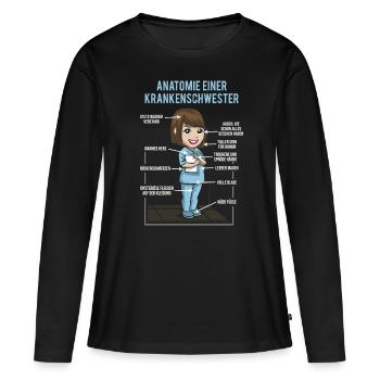 Anatomie einer Krankenschwester - Krankenpflegerin - Frauen Premium Bio Langarmshirt - Schwarz - Vorne - Julia (174cm)