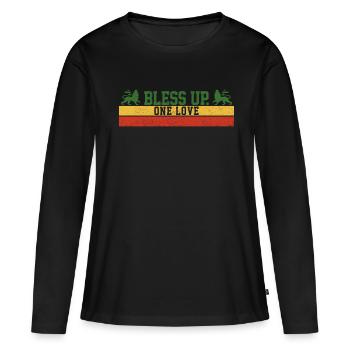 One Love - Jamaica Reggae Musique Rastafari - T-shirt manches longues Premium bio Femme - noir - Devant - Julia (174cm)