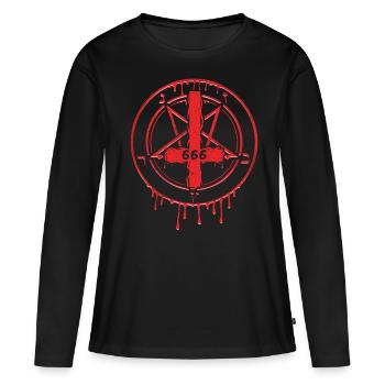 666 Cross T-Shirt Satan Devil Star Heath Devil - Women's Premium Organic Long Sleeve Shirt - black - Front - Julia (174cm)