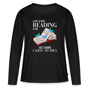 Lesen Leseratte - Frauen Premium Bio Langarmshirt - Schwarz - Vorne - Julia (174cm)