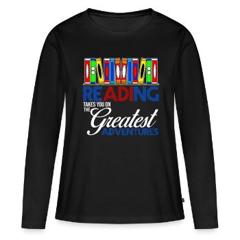 lire - T-shirt manches longues Premium bio Femme - noir - Devant - Julia (174cm)