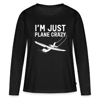 crazy plane - Frauen Premium Bio Langarmshirt - Schwarz - Vorne - Julia (174cm)