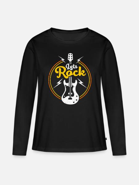 Gitarre - Frauen Premium Bio Langarmshirt - Schwarz
