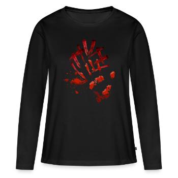 Protège-dents à empreinte de main éclaboussures de sang - T-shirt manches longues Premium bio Femme - noir - Devant - Julia (174cm)