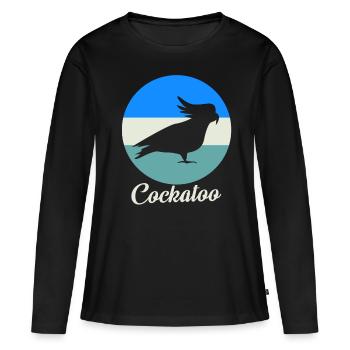 Robe de plumes de plumage oiseau plume perroquet cacatoès - T-shirt manches longues Premium bio Femme - noir - Devant - Julia (174cm)