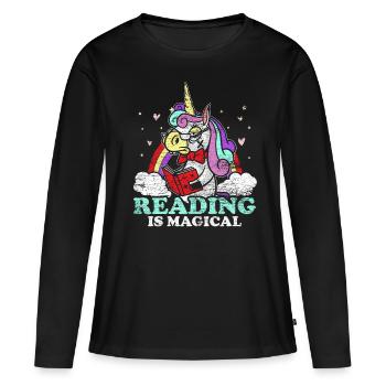 lire - T-shirt manches longues Premium bio Femme - noir - Devant - Julia (174cm)