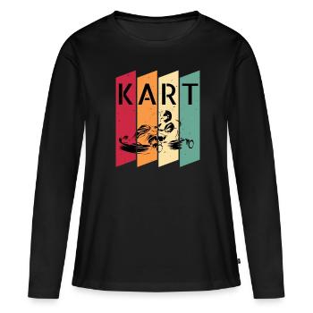 Cadeau de karting rétro sport automobile - T-shirt manches longues Premium bio Femme - noir - Devant - Julia (174cm)