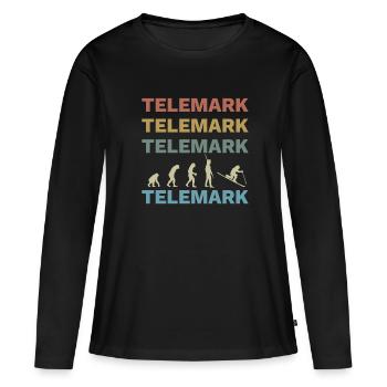 Télémark Ski Talon Gratuit Rétro - T-shirt manches longues Premium bio Femme - noir - Devant - Julia (174cm)