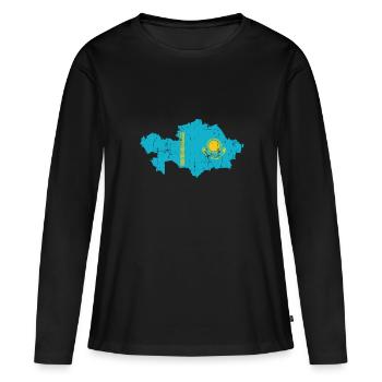 Kasachstan Land Asien - Frauen Premium Bio Langarmshirt - Schwarz - Vorne - Julia (174cm)