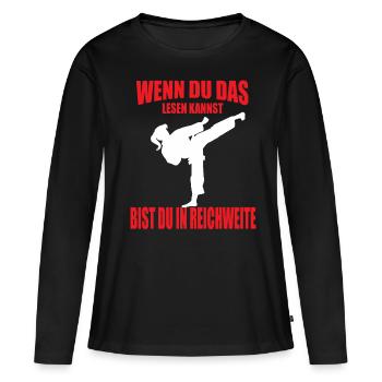 Karaté Taekwondo Kick Boxing Fille Chemise Fille - T-shirt manches longues Premium bio Femme - noir - Devant - Julia (174cm)