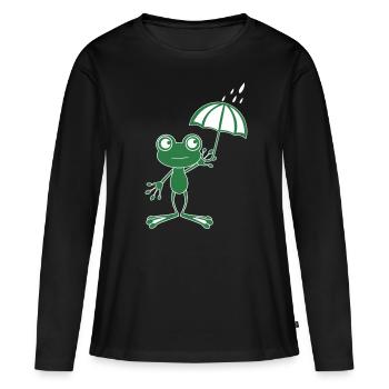 Météorologue Météorologue T-shirt cadeau grenouille - T-shirt manches longues Premium bio Femme - noir - Devant - Julia (174cm)