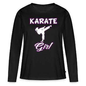 Karate Girl Kämpferin Kampfsport Shirt Geschenk - Frauen Premium Bio Langarmshirt - Schwarz - Vorne - Julia (174cm)