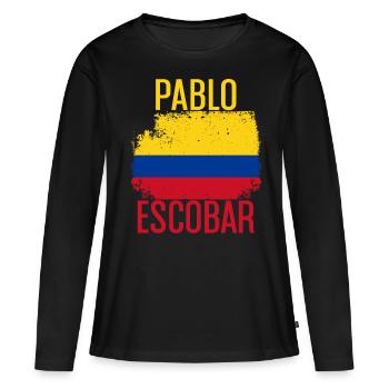 DRAPEAU PABLO ESCOBAR - T-shirt manches longues Premium bio Femme - noir - Devant - Julia (174cm)
