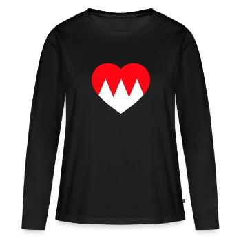 Fränkische Rechen Wappen im Herz Franken - Frauen Premium Bio Langarmshirt - Schwarz - Vorne - Julia (174cm)