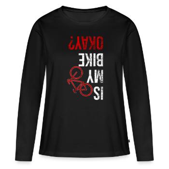 Chute de vélo - T-shirt manches longues Premium bio Femme - noir - Devant - Julia (174cm)