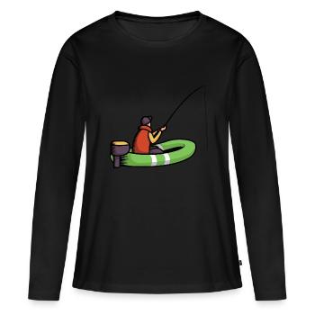 Pêcheur pêcheur Homme avec dériveur pendant la pêche - T-shirt manches longues Premium bio Femme - noir - Devant - Julia (174cm)