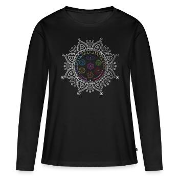 7 chakras, corps et aura en équilibre, yoga - T-shirt manches longues Premium bio Femme - noir - Devant - Julia (174cm)