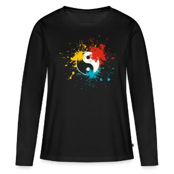 Yin Yang - T-shirt manches longues Premium bio Femme - noir - Devant - Julia (174cm)